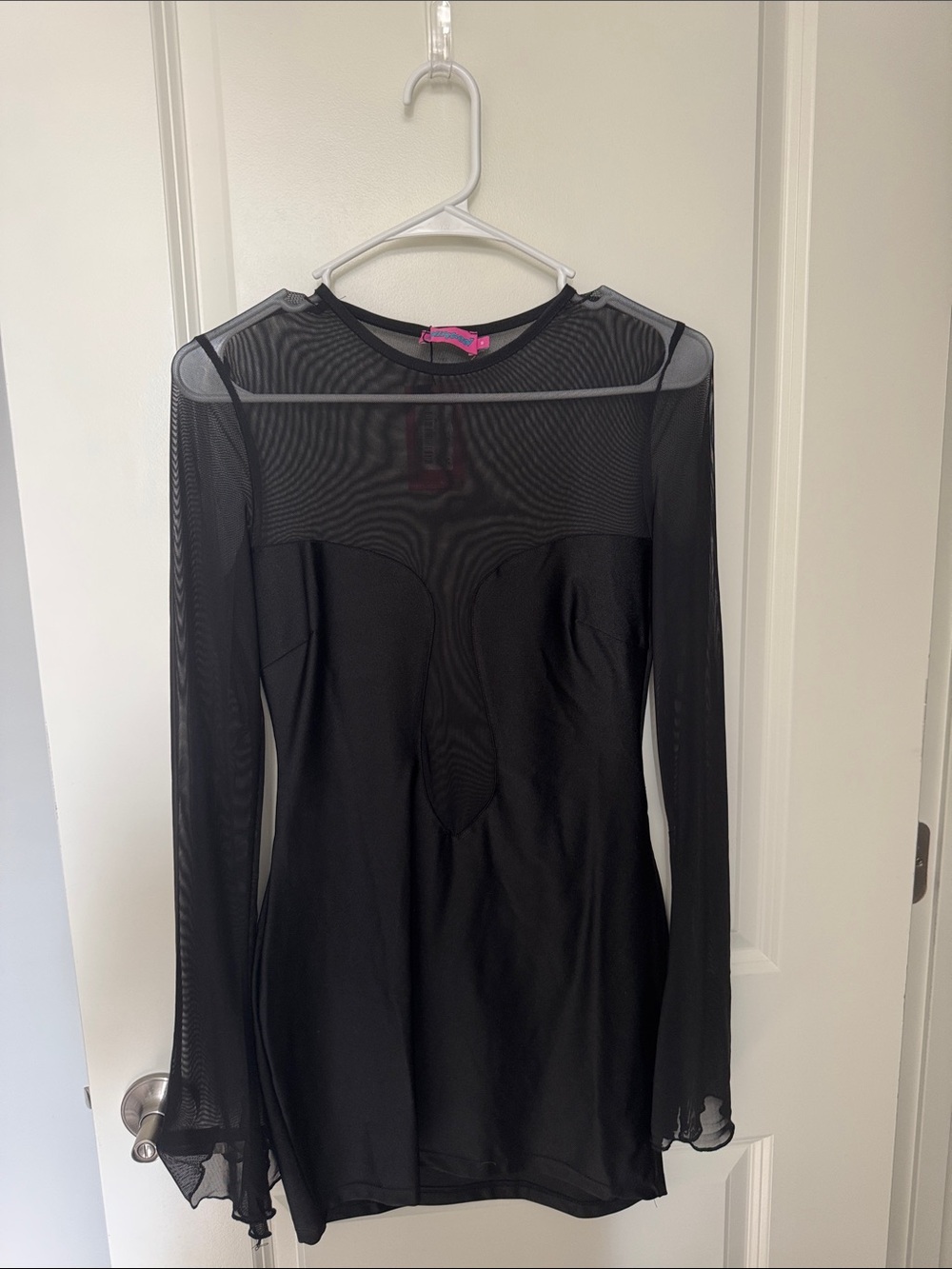 Black Sheer Long Sleeve Mini Dress